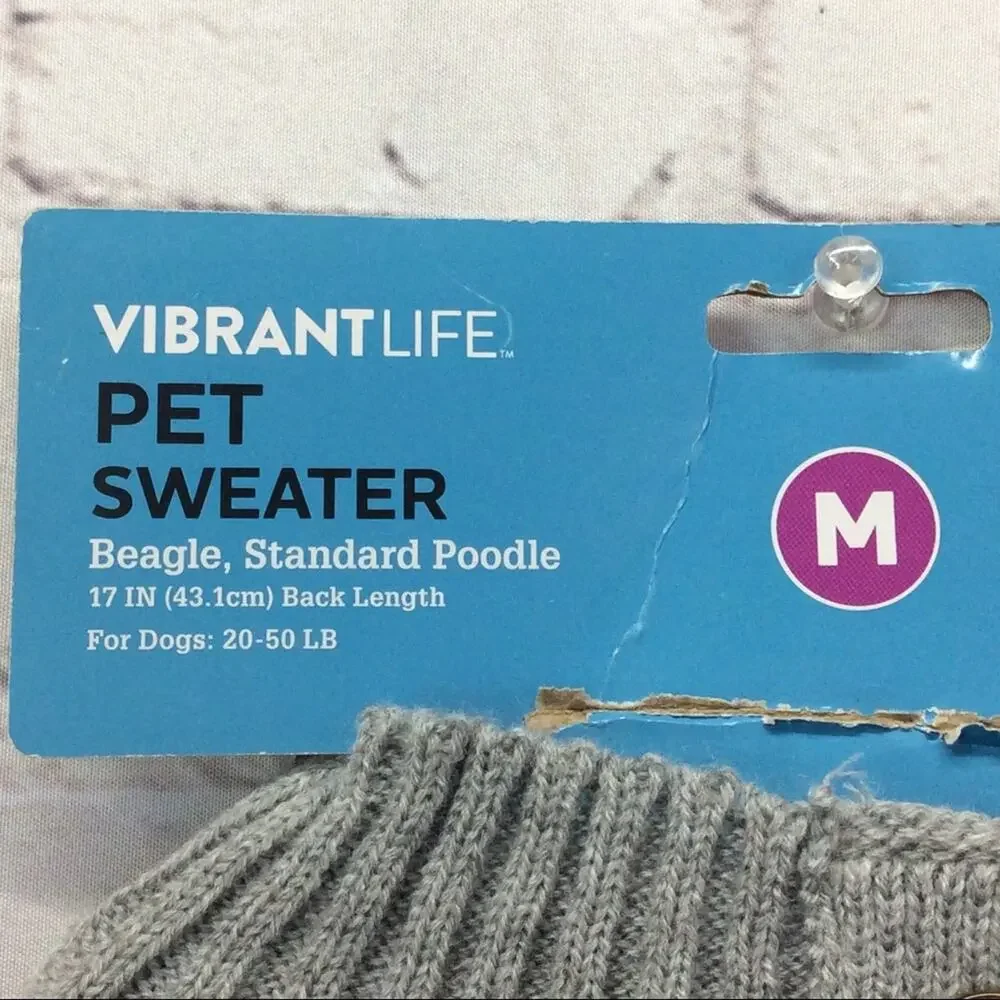 Vibrant Life Dog Sweater Size M Red/Black/Gray Buffalo Check Cozy Pet Lover Gift